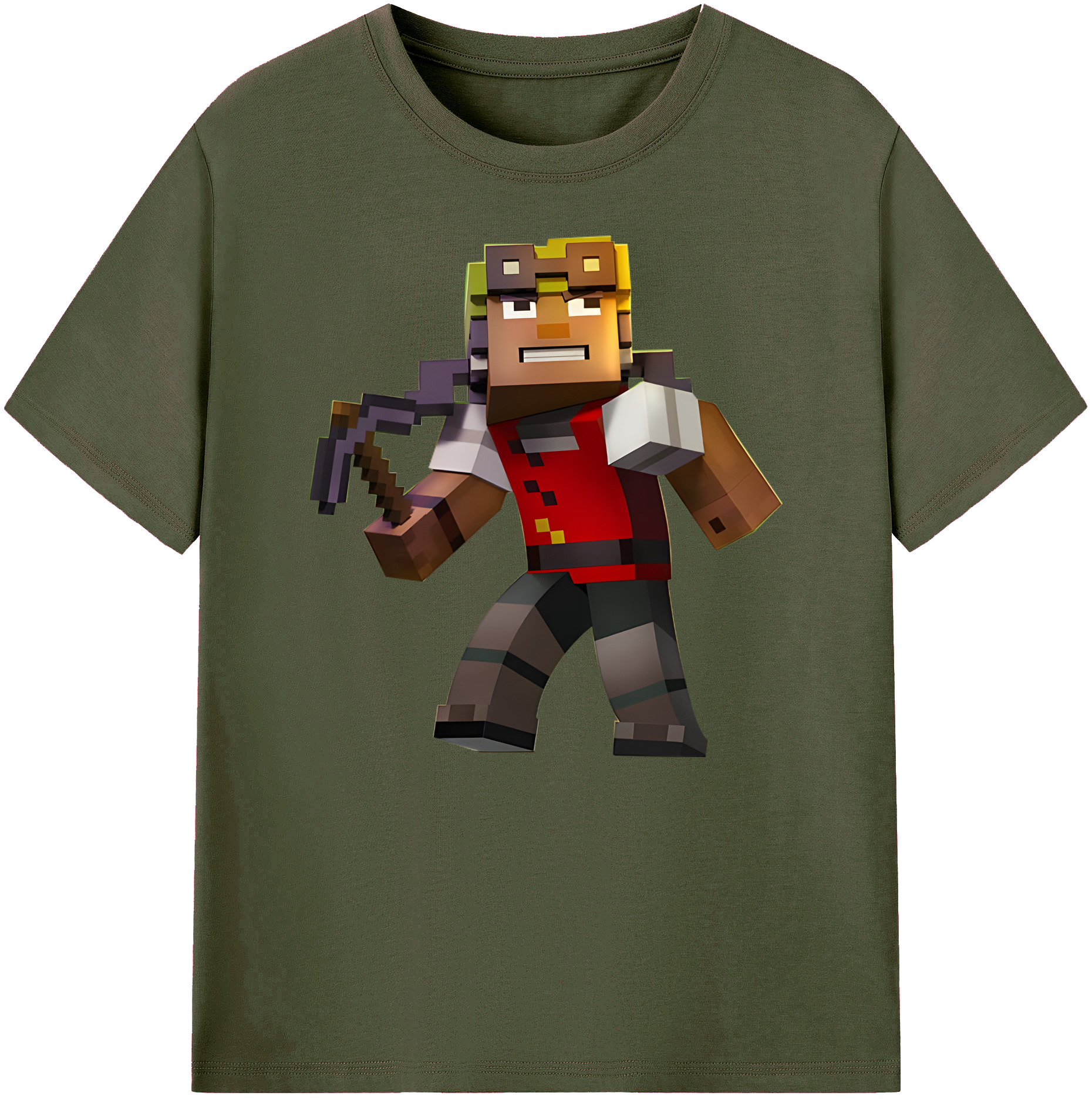 （画像用） マインクラフト ブロックの世界 Minecraft MC Block world 綿100％ メンズ半袖Tシャツ｜肌触りやわらか＆通気性